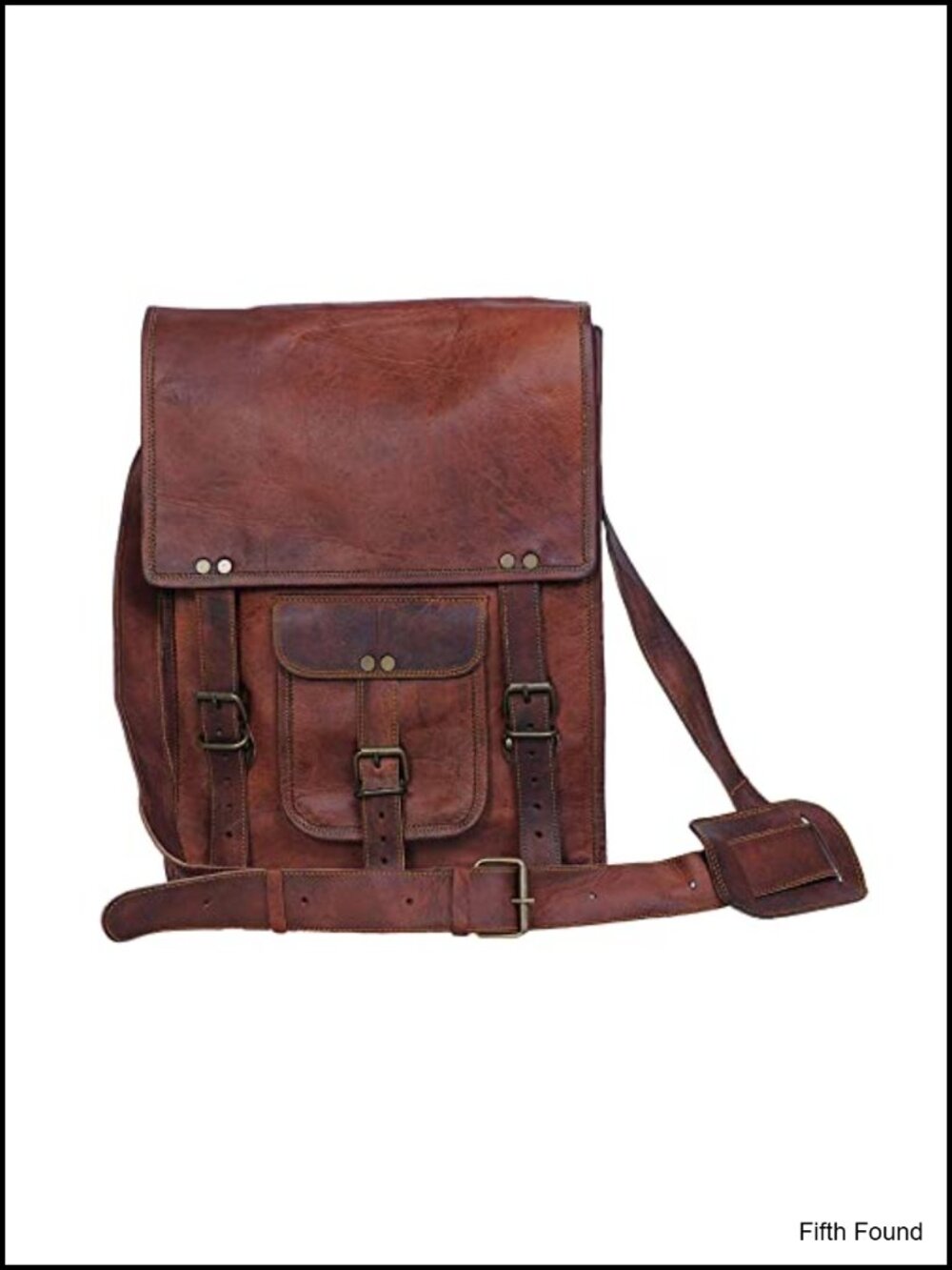 Full Grain Leather Crossbody Messenger Satchel Tablet Bag 11 Inch